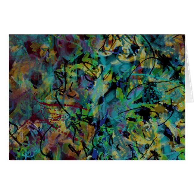 Cartão Arte Abstrato Rabiscado Multicolorido (Frente Horizontal)