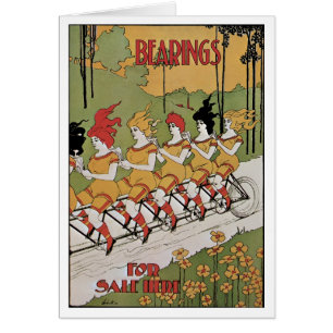 Cartão Arte Antiga Modernista, Bicicleta Tandem