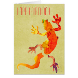 Cartão Arte bonito do réptil do lagarto do geco