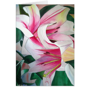 Cartão Arte branca e cor-de-rosa da aguarela da flor do