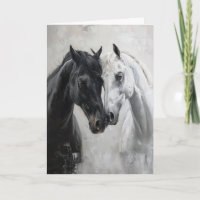 Arte Branca Preta Cavalo apaixonado