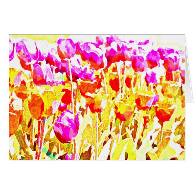 Cartão Arte brilhante da tulipa (Frente Horizontal)