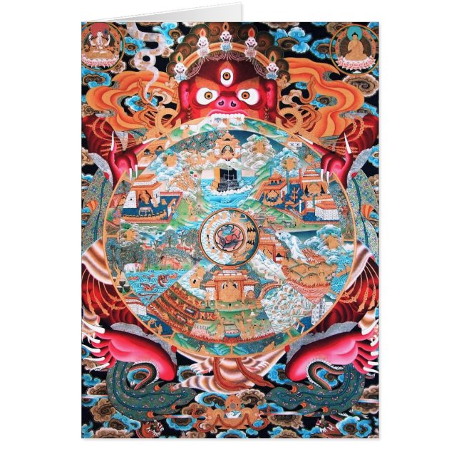 Cartão Arte budista tibetana (roda da vida) (Frente)