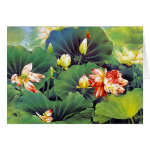 Cartão Arte chinesa bonita legal da folha do verde da