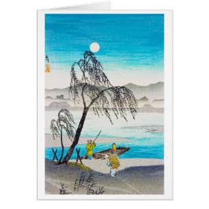 Cartão Arte clássica japonesa oriental legal do cenário