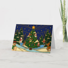 Cartão Arte Cloisonne Floresta Caprichosa Natal Clássico