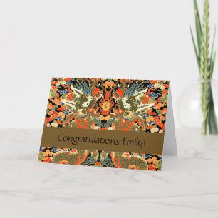 Cartão Arte Colorida do Dragão Asiático Chinês