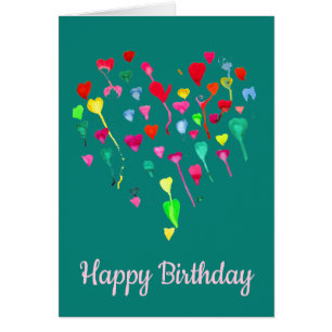 Cartão Arte colorida lunática do coração dos coraçõe