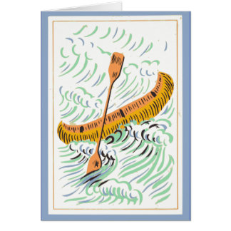 Cartão Arte da canoa do vintage