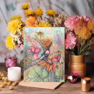Cartão Arte da Fada Rainha do Verão Interior em Branco