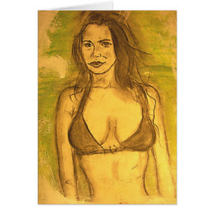 Cartão arte da menina bikini