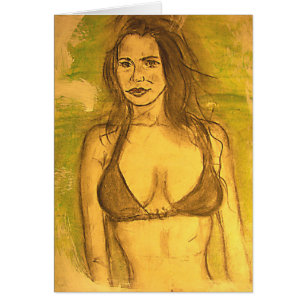 Cartão arte da menina do biquini