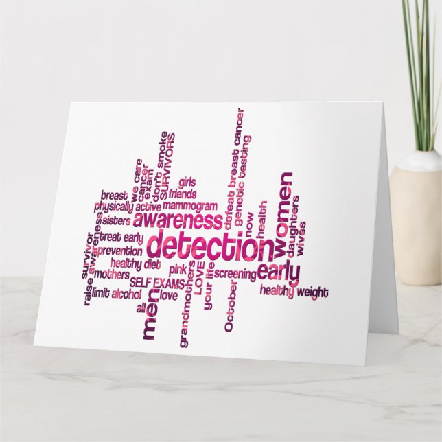 Cartão Arte da nuvem da consciência do cancro da mama (Frente)