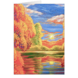 Cartão Arte da pintura de paisagem - multi