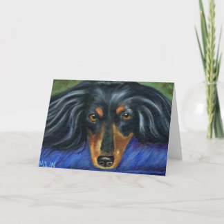 Cartão Arte da raça do cão do Dachshund - Hallie