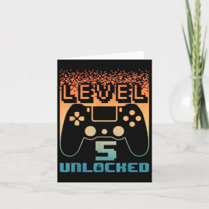 Cartão Arte De Aniversário De 5 Para Meninos Nível 5 Joga