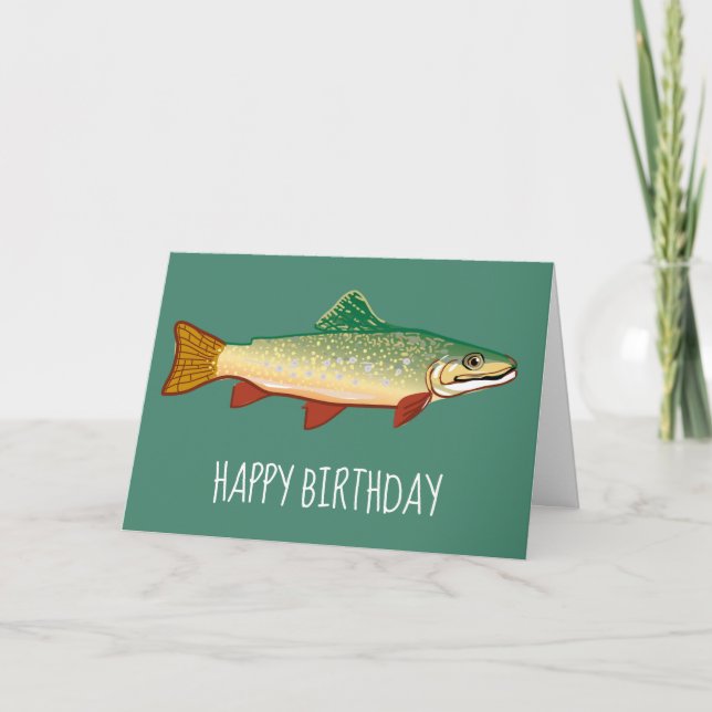 Cartão Arte de aniversário de peixes (Frente)
