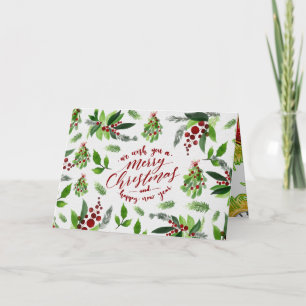 Cartão Arte de Aquarela de Decoração de Natal