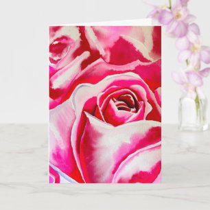 Cartão Arte de aquarela rosa-rosas