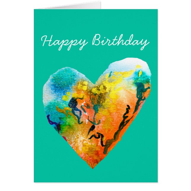 Cartão Arte de aquarelas do coração do grafite (Frente)