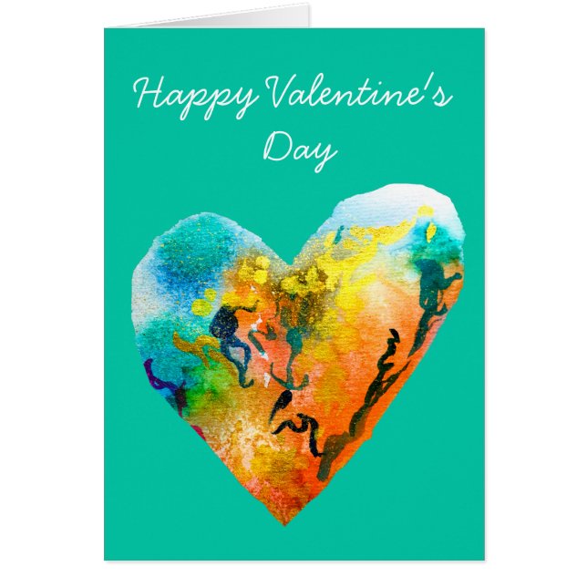 Cartão Arte de aquarelas do Dia de os namorados do grafit (Frente)