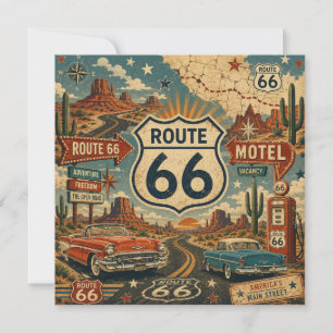 Cartão Arte de Aventura da Rodovia Deserta Vintage da Rot