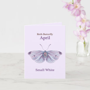Cartão Arte de Borboleta com Diamante Branco Pequeno Roxo