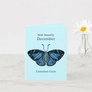 Cartão Arte de Borboleta Comum Turquesa de Dezembro