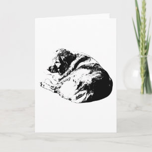 Cartão Arte de Cachorro em Linha Moderna Compartilha Cora