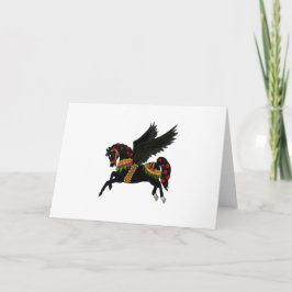 Cartão Arte de Cavalo de Carrossel Preto Elegante Pegasus