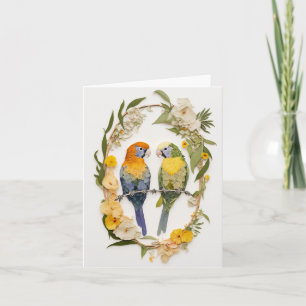 Cartão Arte de Colagem de Flores de Papagaios