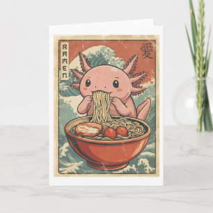 Cartão Arte de comida japonesa Kawaii Axolote Ramen retrô