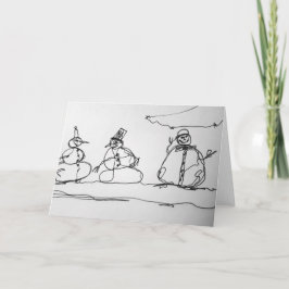 Cartão Arte de Contorno de Boneco de Neve
