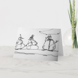 Cartão Arte de Contorno de Boneco de Neve