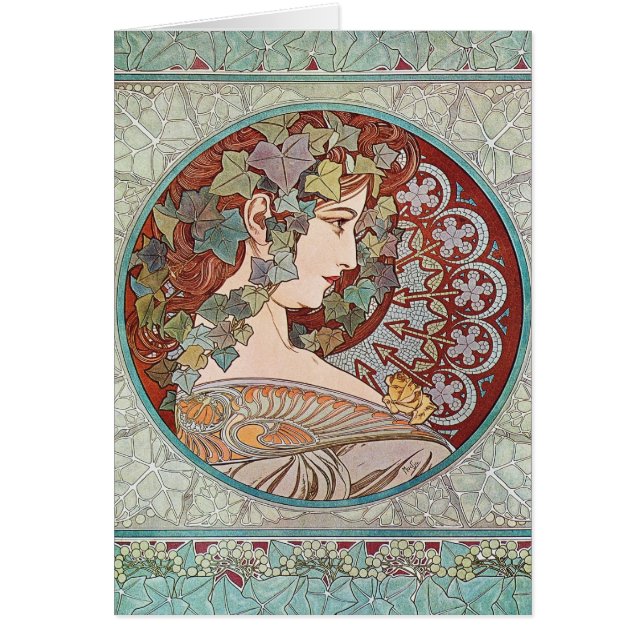 Cartão Arte de Deusa Verde Ivy (Frente)