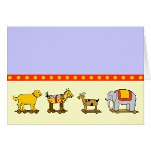 Cartão Arte de Elefante de Cães de Brinquedo Vintage