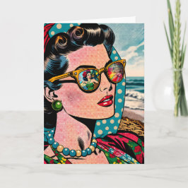 Cartão Arte de Estilo de Cômica | Mulher a assistir ao Va