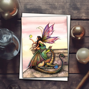 Cartão Arte de Fada dos Orbes do Dragão por Molly Harriso