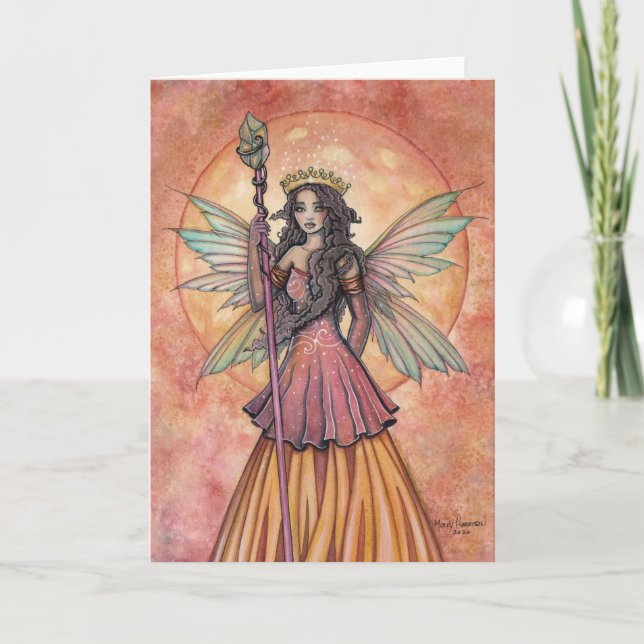 Cartão Arte de Fada Fantasia da Lua Âmbar por Molly Harri (Frente)
