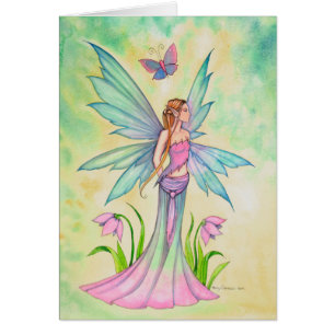 Cartão Arte de Fantasia da Fada Borboleta da Primavera