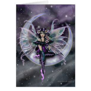 Cartão Arte de Fantasia da Fada da Lua Lavanda por Molly