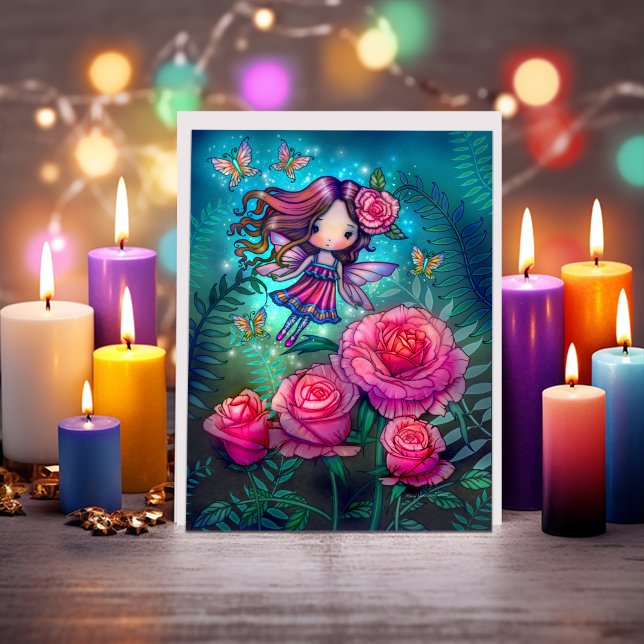 Cartão Arte de fantasia da pequena fada Rosa por Molly Ha (Criador carregado)