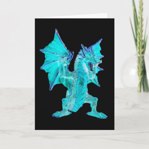 Cartão Arte de Fantasia Dragão de Água Azul Personalizáve