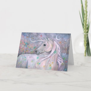 Cartão Arte de Fantasia em Aquarela de Unicórnio "Luzes B