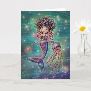 Cartão Arte de Fantasia Fofa do Mar Mágico por Molly Harr