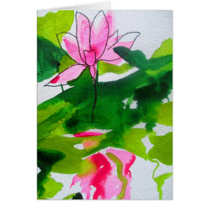 Cartão Arte de flor de abstrato aquarela aquática