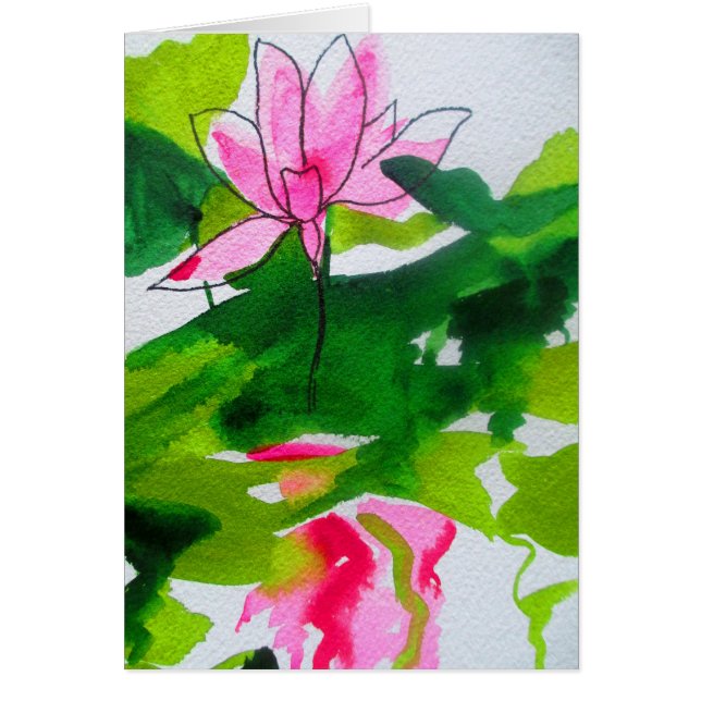 Cartão Arte de flor de abstrato aquarela aquática (Frente)
