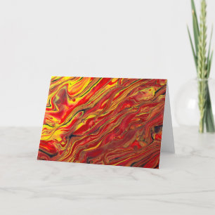 Cartão Arte de Fluidos Acíricos Pretos e Amarelos Fiery