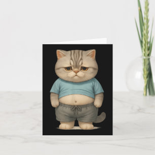 Cartão Arte de Gato Gordo Engraçado Design Gatinho Gordo