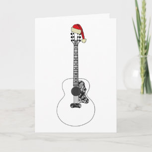 Cartão Arte de Guitarra Acústica de Natal Música Divertid
